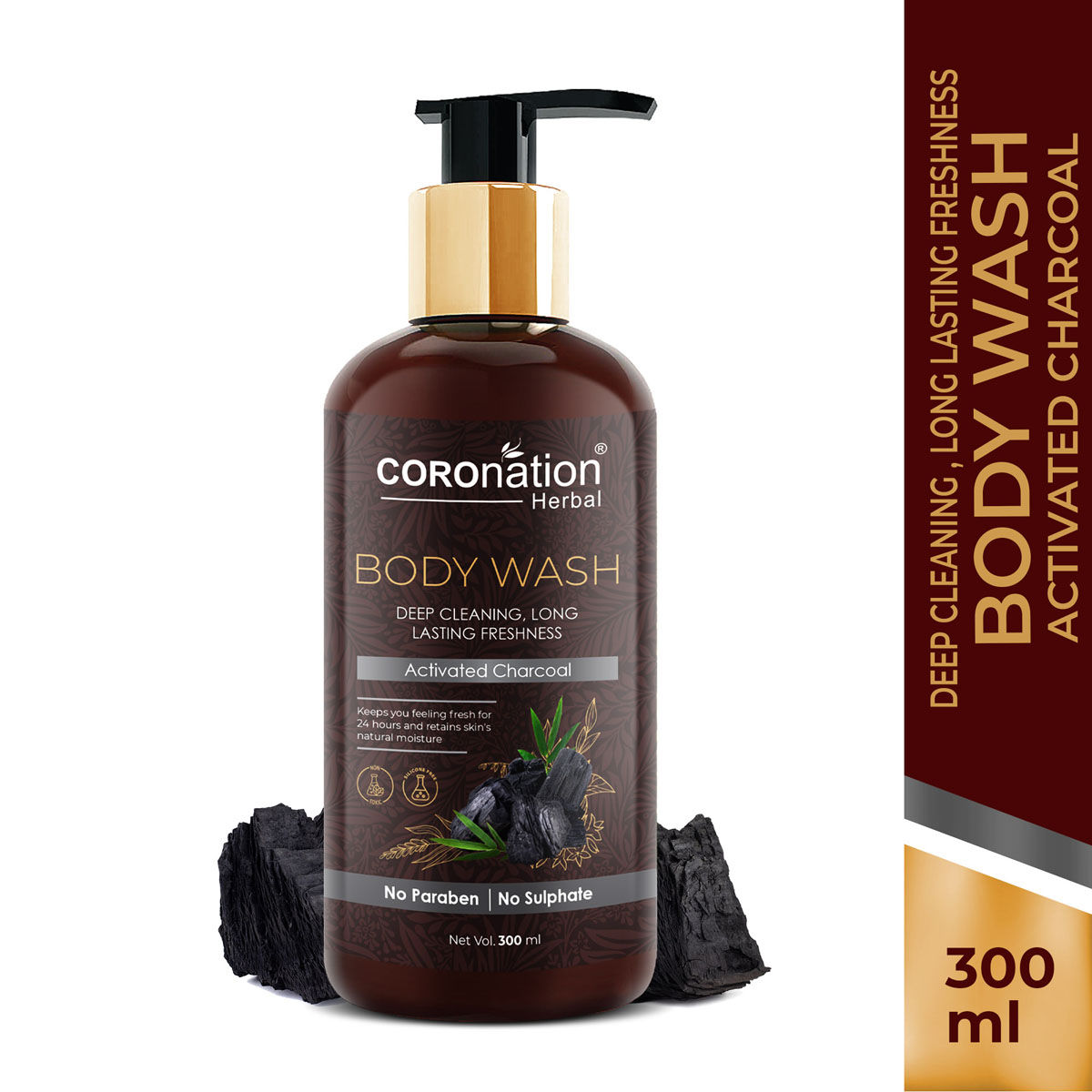COROnation Herbal Activated Charcoal Body Wash 300 ml