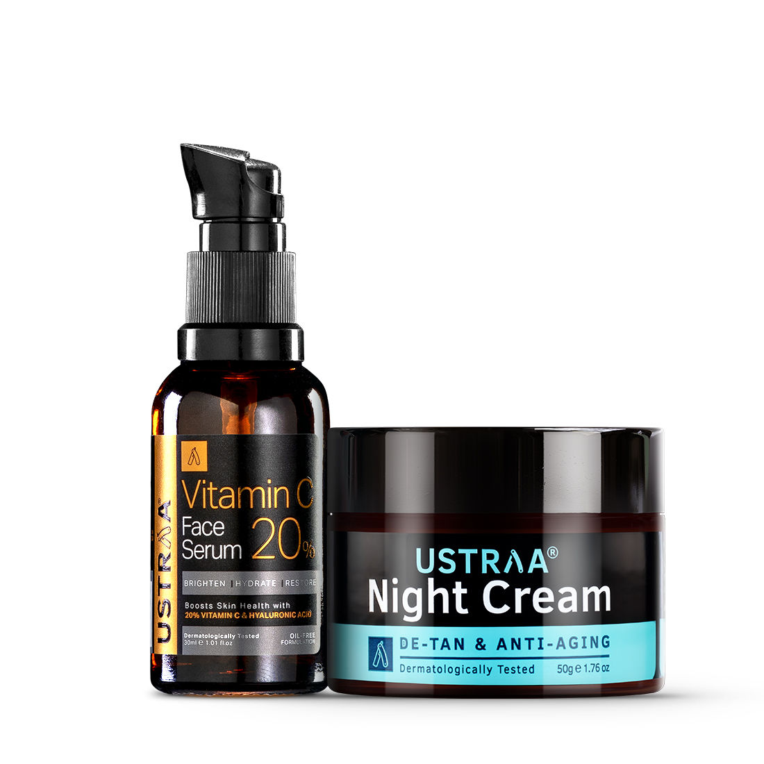 Ustraa Bright Skin Combo Vitamin C Face Serum 30ml & Night Cream with