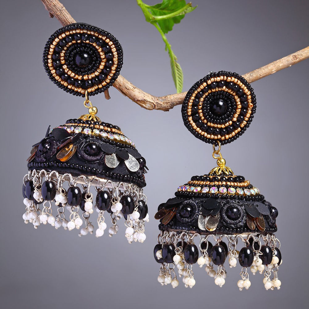 Black Oxidized Jhumka Earrings/loops Earrings/black Jhumka/black  Earringswomen Fashion New Arrival Jhumka/diwali Wear/garba Earrings - Etsy