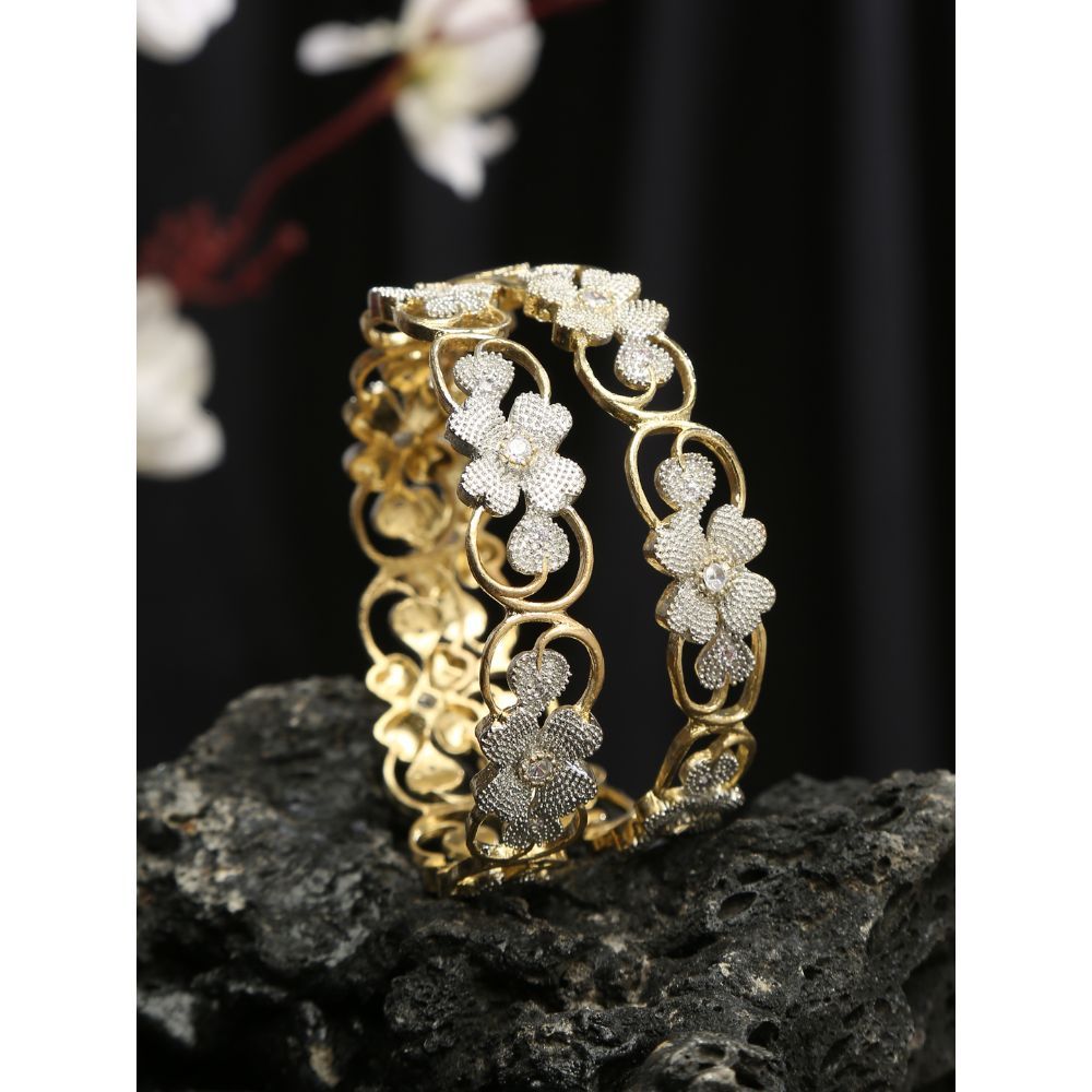 YouBella Set Of 2 Gold Plated Gold Stone Studded Bangle Set