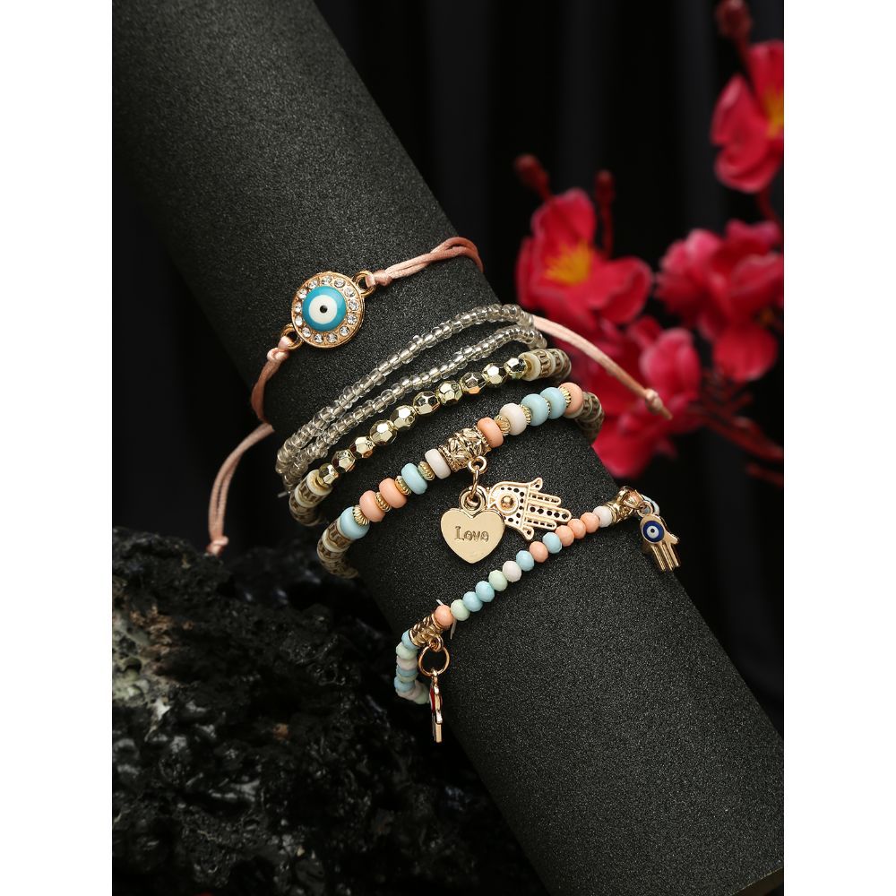 YouBella Women Multicoloured Gold Plated Bangle Style Bracelet