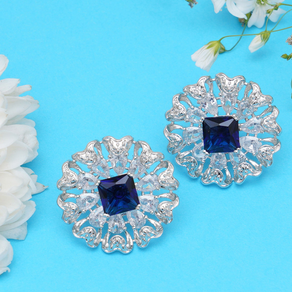 Buy Royal Blue Party Wear Long Earrings Online From Wholesale Salwar