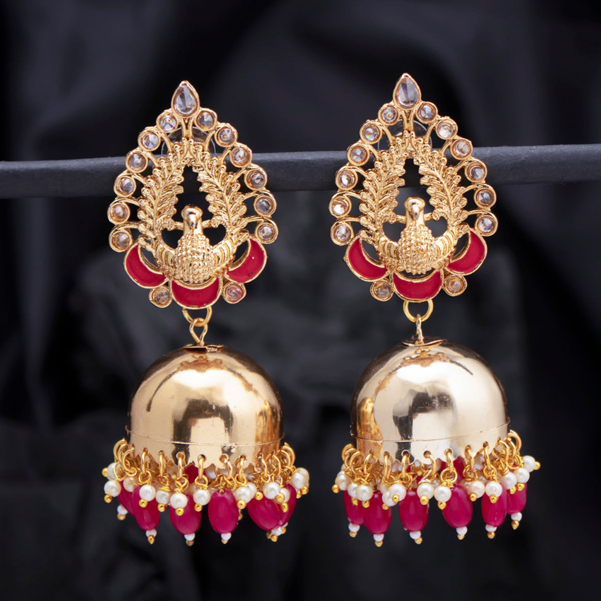 Women Gold Plated Meenakari Jhumkas