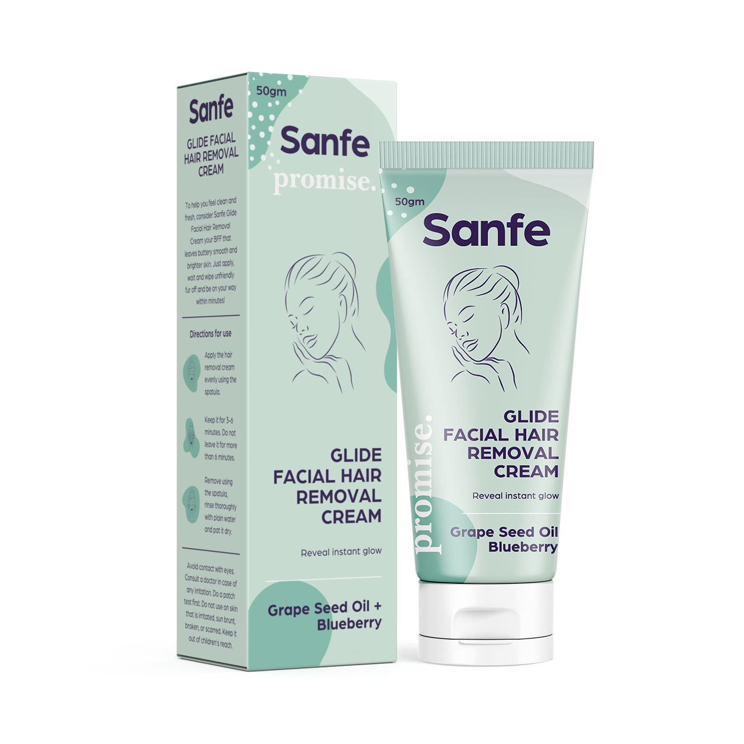 Sanfe Glide Facial Hair Removal Cream Removes Facial Hair & Slows Hair Regrowth CrueltyFree