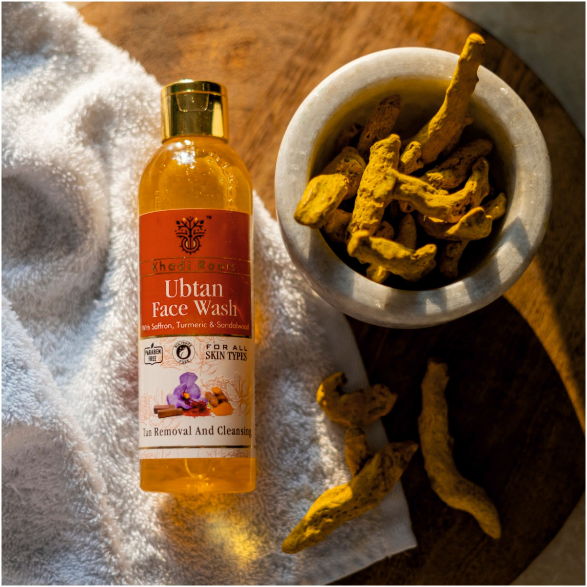 Khadi Roots Ubtan Face Wash With Turmeric, Saffron & Sandalwood For Deep Cleansing, Tan Removal