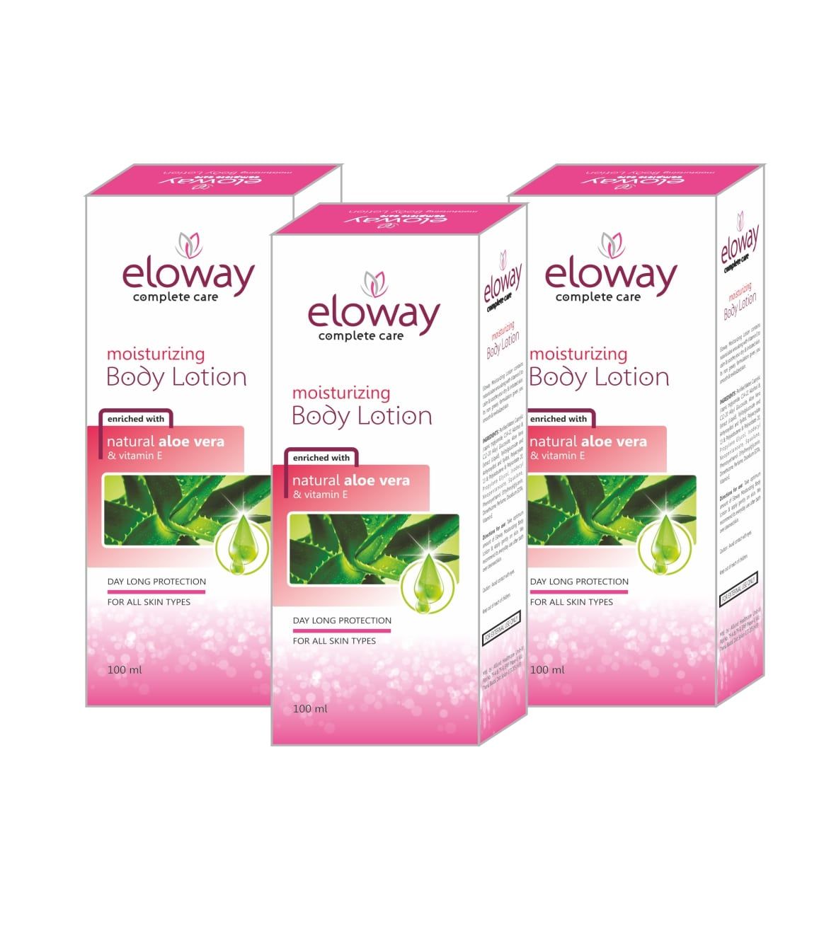 Eloway Aloe Vera Moisturizing Body Lotion 100ml Pack of 3