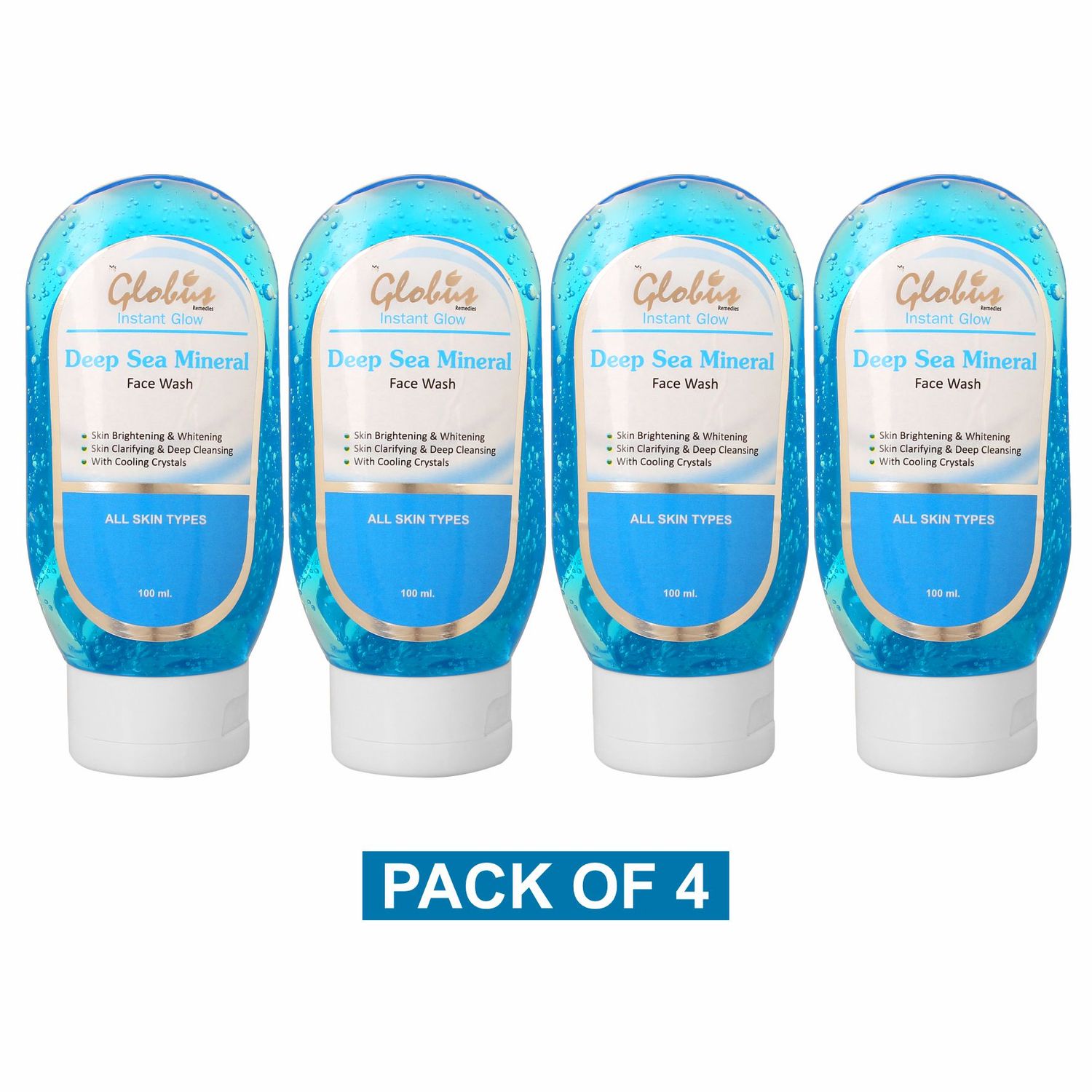 Buy Globus Deep Sea Mineral Face Wash (100 ml) Pack Of 4 Online Purplle