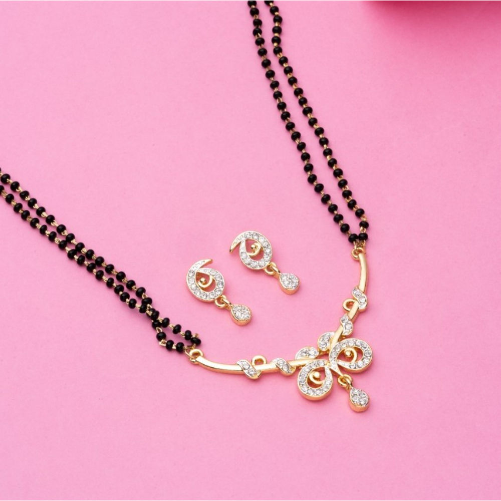 Estele Gold & Rhodium Plated Butterfly Designer Mangalsutra Necklaces