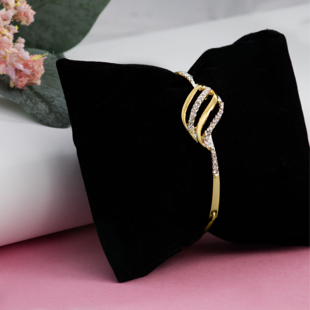 Estele Bangle Bracelets and Cuffs : Buy Estele Gold Plated R Letter Bracelet  with Crystals for Men and Women Online