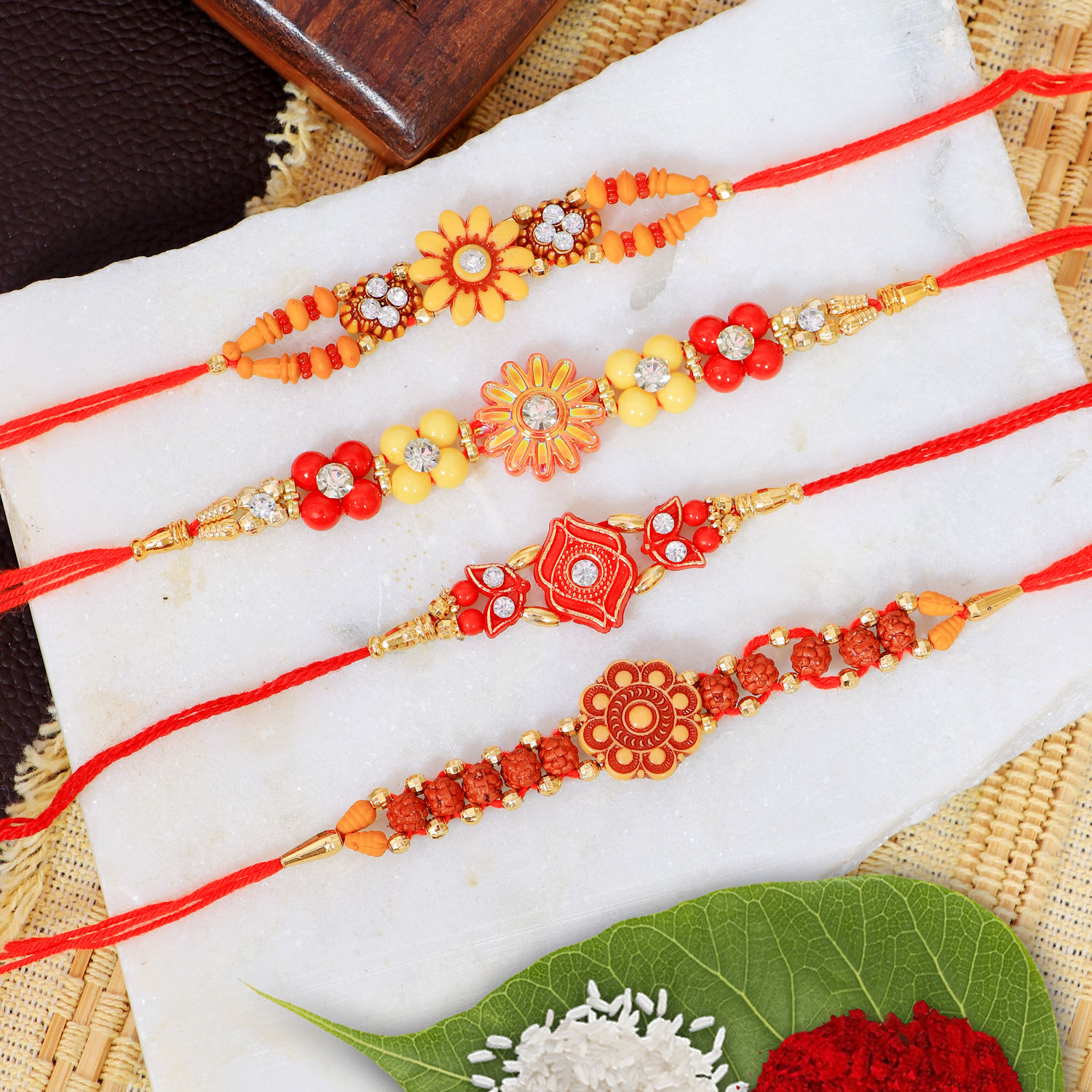 Crunchy Fashion Multicolor Rakhi Set pack of 4Rakhi