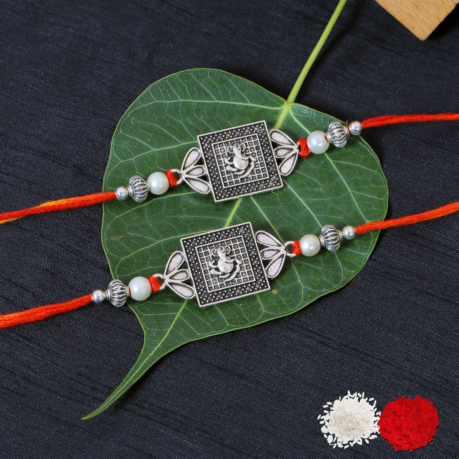 Crunchy Fashion Rakhi Set – Pack Of 4 Handmade Rakhis With Roli & Chawal For Rakshabandhan, Traditional Gift For Brother