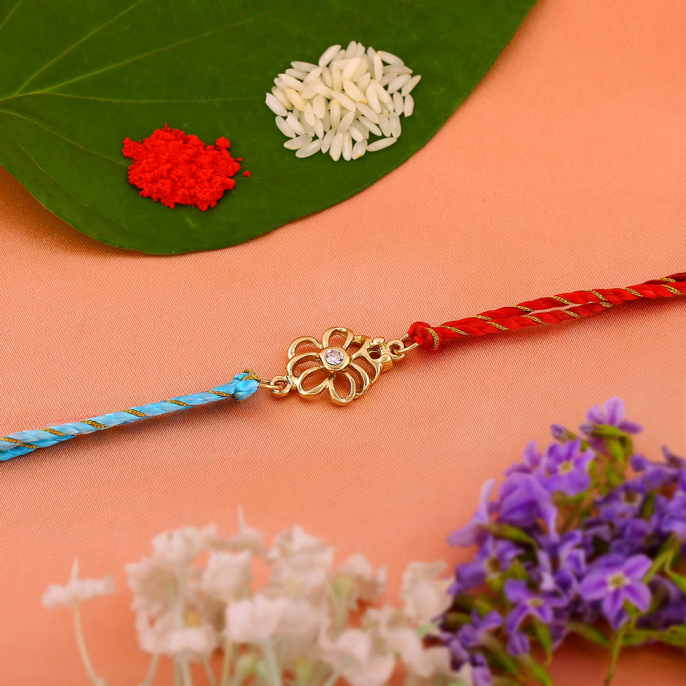 Estele Gold Plated Jali Work Floral Rakhi with Austrian Crystals and ...