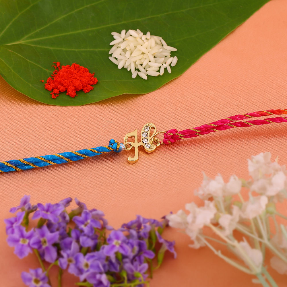 Estele Gold Plated Opulent H Initials Rakhi with Austrian Crystals and ...