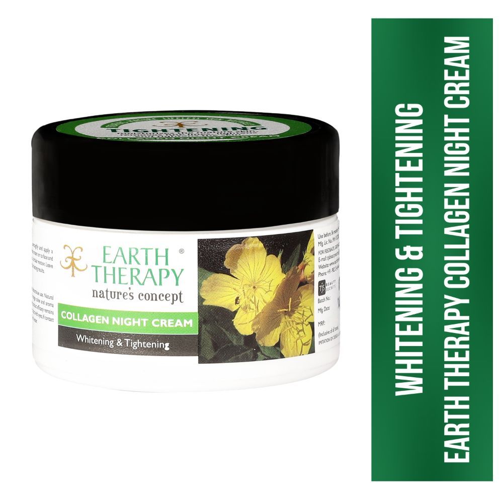 EARTH THERAPY® Whitening & Tightening Collagen Night Cream for Naturally Beautiful Skin for Women n Men (50gm)