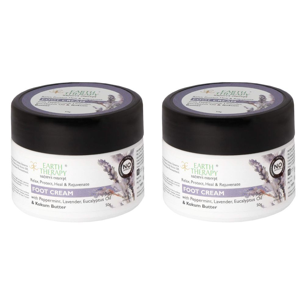 EARTH THERAPY Set of 2 x 50g Foot Cream For Cracked Heels, Dry Skin