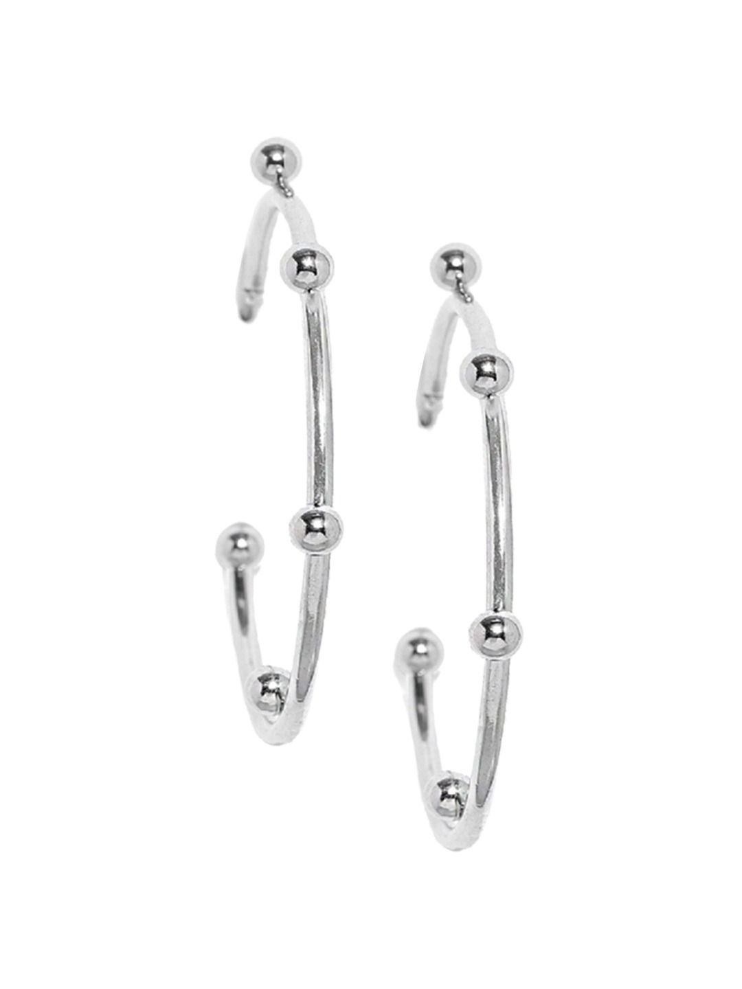 ToniQ SilverToned Circular Half Hoop Earrings