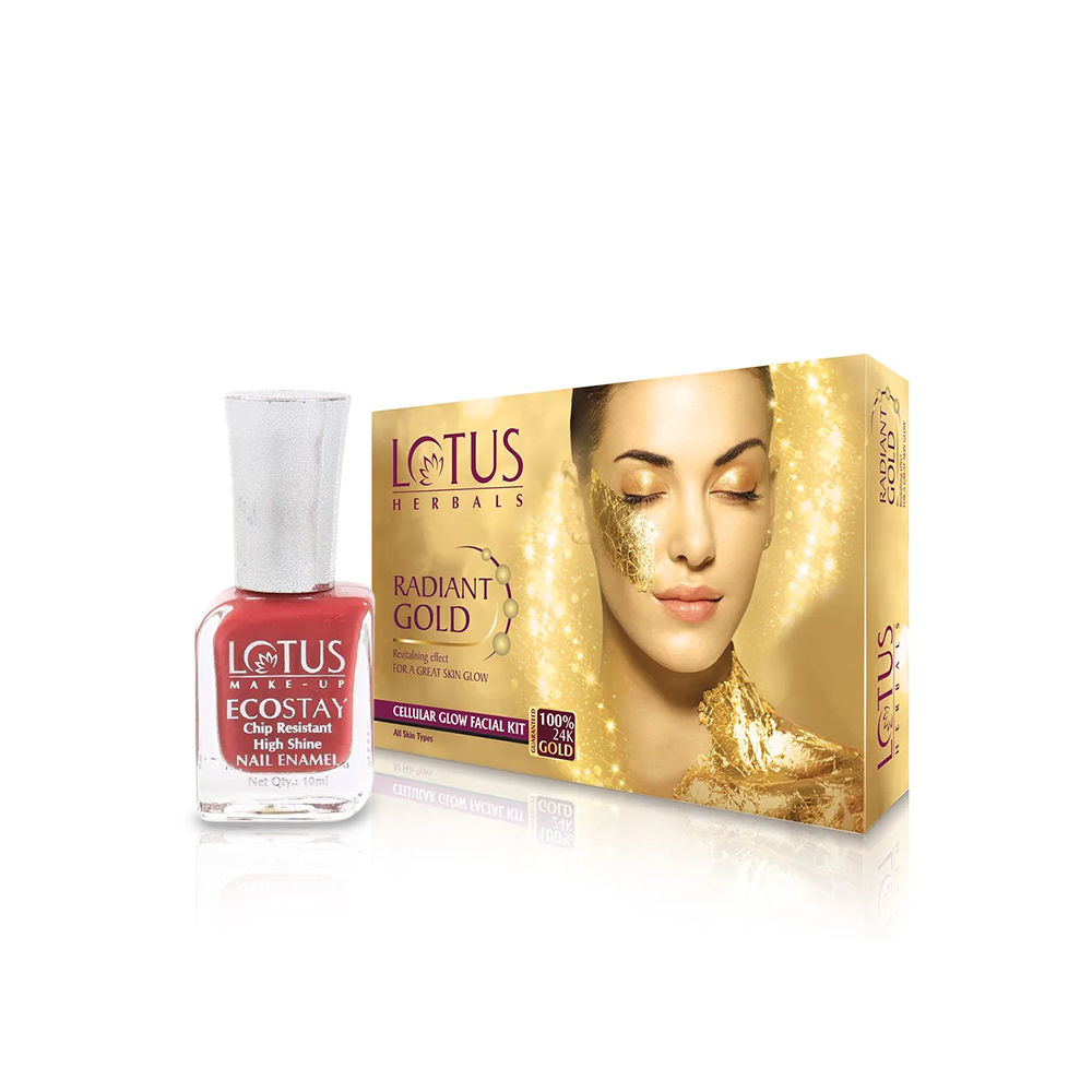 Lotus Herbals Radiant Gold Cellular Glow Facial Kit 4 in 1 With 24K Gold leaves For Skin