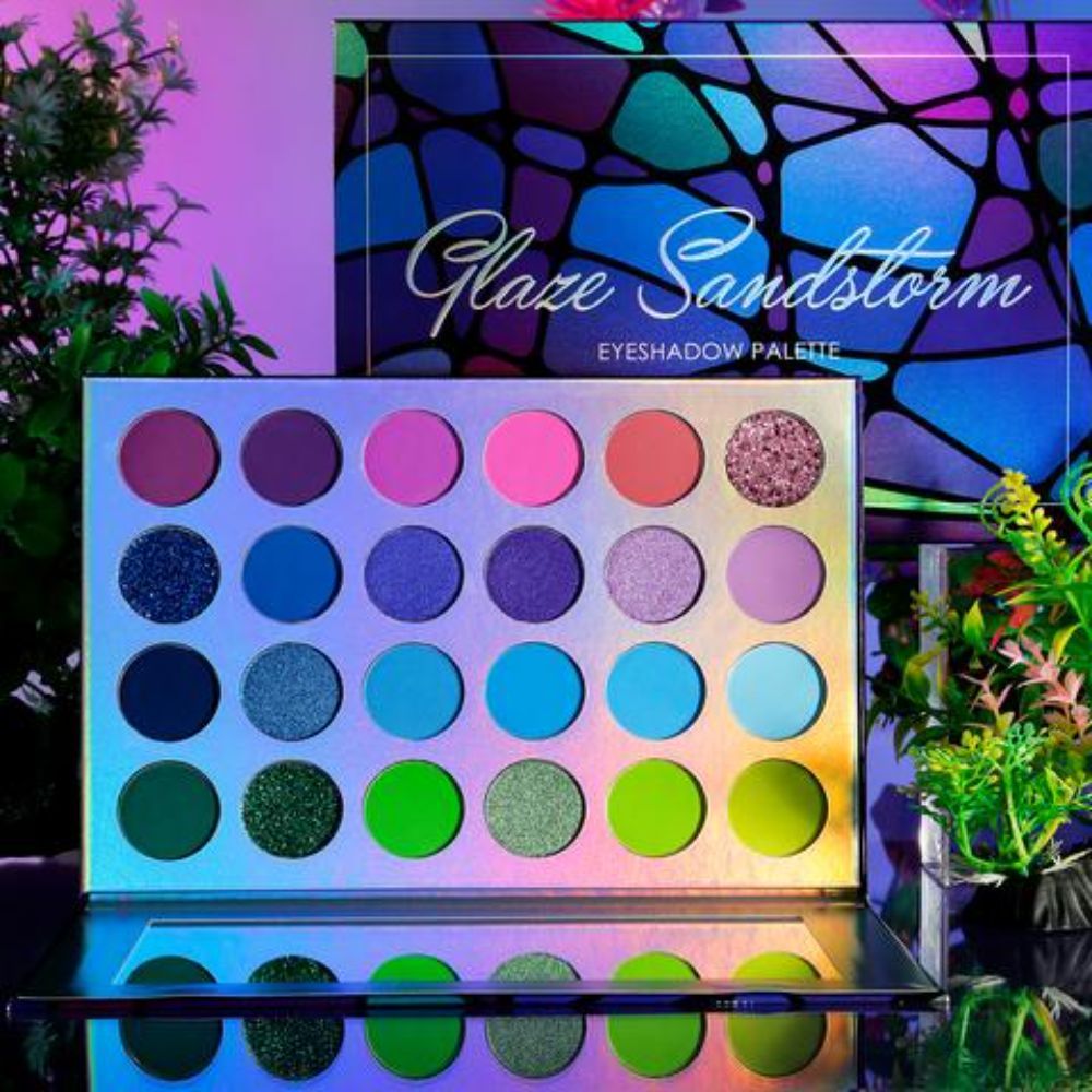 De'Lanci Glaze Sandstorm New Purple Blue Eyeshadow Palette24 Color 23G