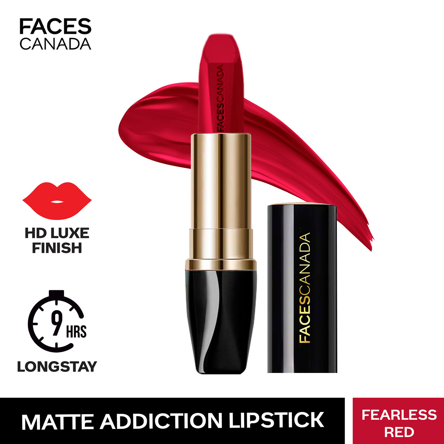 FACESCANADA Matte Addiction Lipstick Fearless Red 06 I 9 HR Longstay I