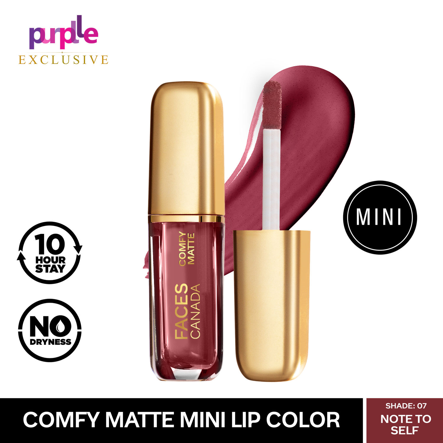 Faces Canada Comfy Matte Mini Lip Color | Comfortable 10 Hours Longstay | Matte Finish | With Natural Oils | Note To Self 07 (1.2 ml) - Exclusively Only On Purplle