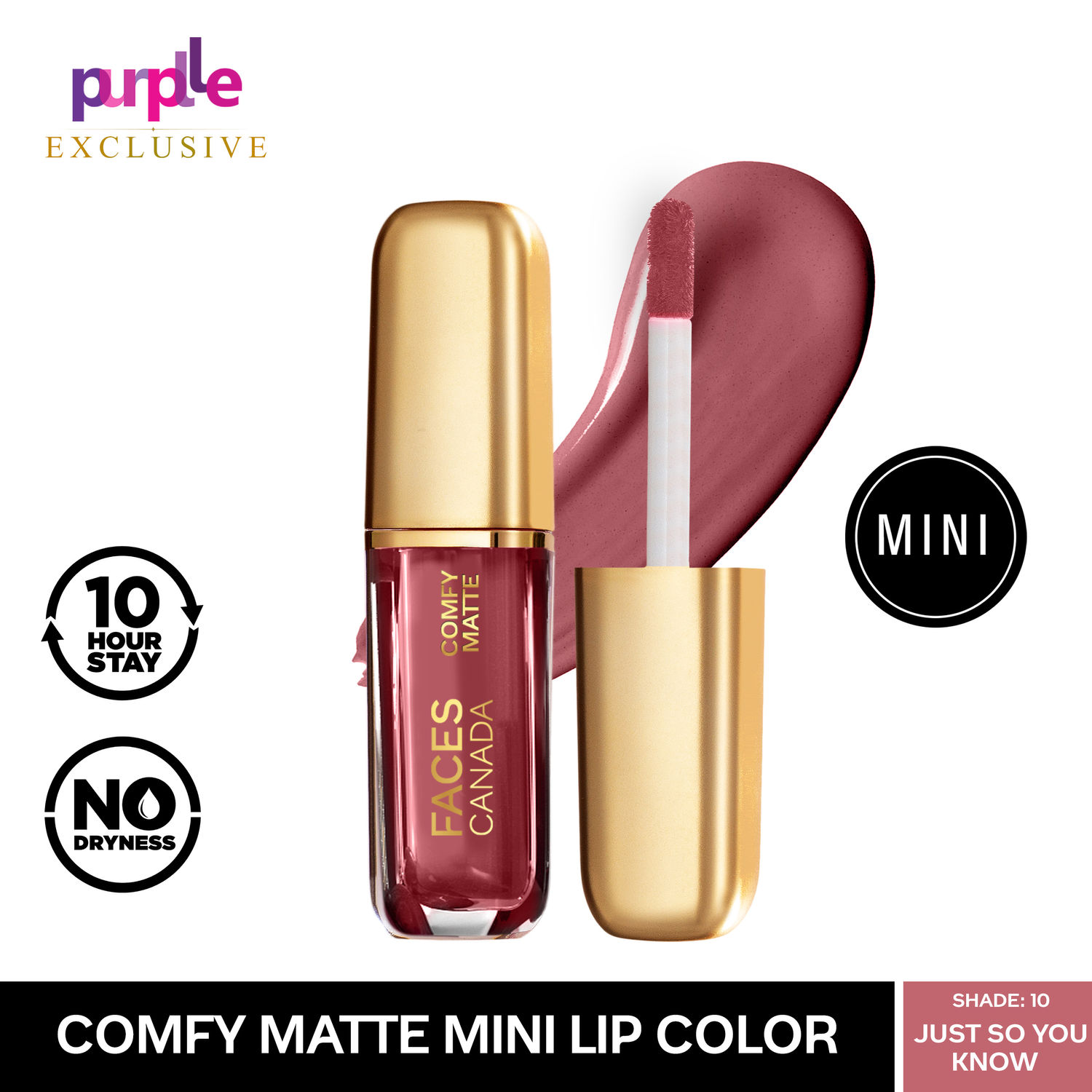 Faces Canada Comfy Matte Mini Lip Color | Comfortable 10 Hours Longstay | Matte Finish | With Natural Oils | Just So You Know 10 (1.2 ml) - Exclusively Only On Purplle