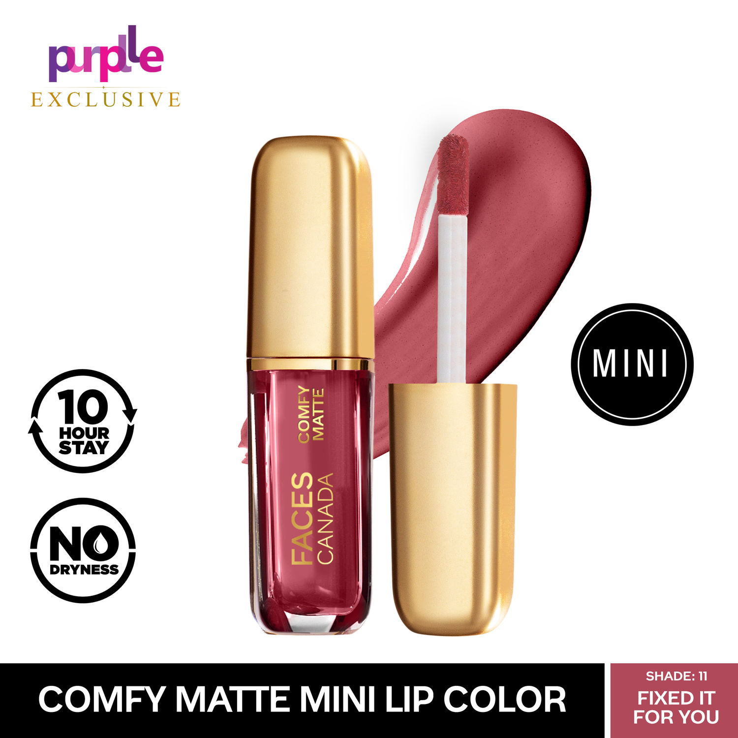 Faces Canada Comfy Matte Mini Lip Color | Comfortable 10 Hours Longstay | Matte Finish | With Natural Oils | Fixed It For You 11 (1.2 ml) - Exclusively Only On Purplle