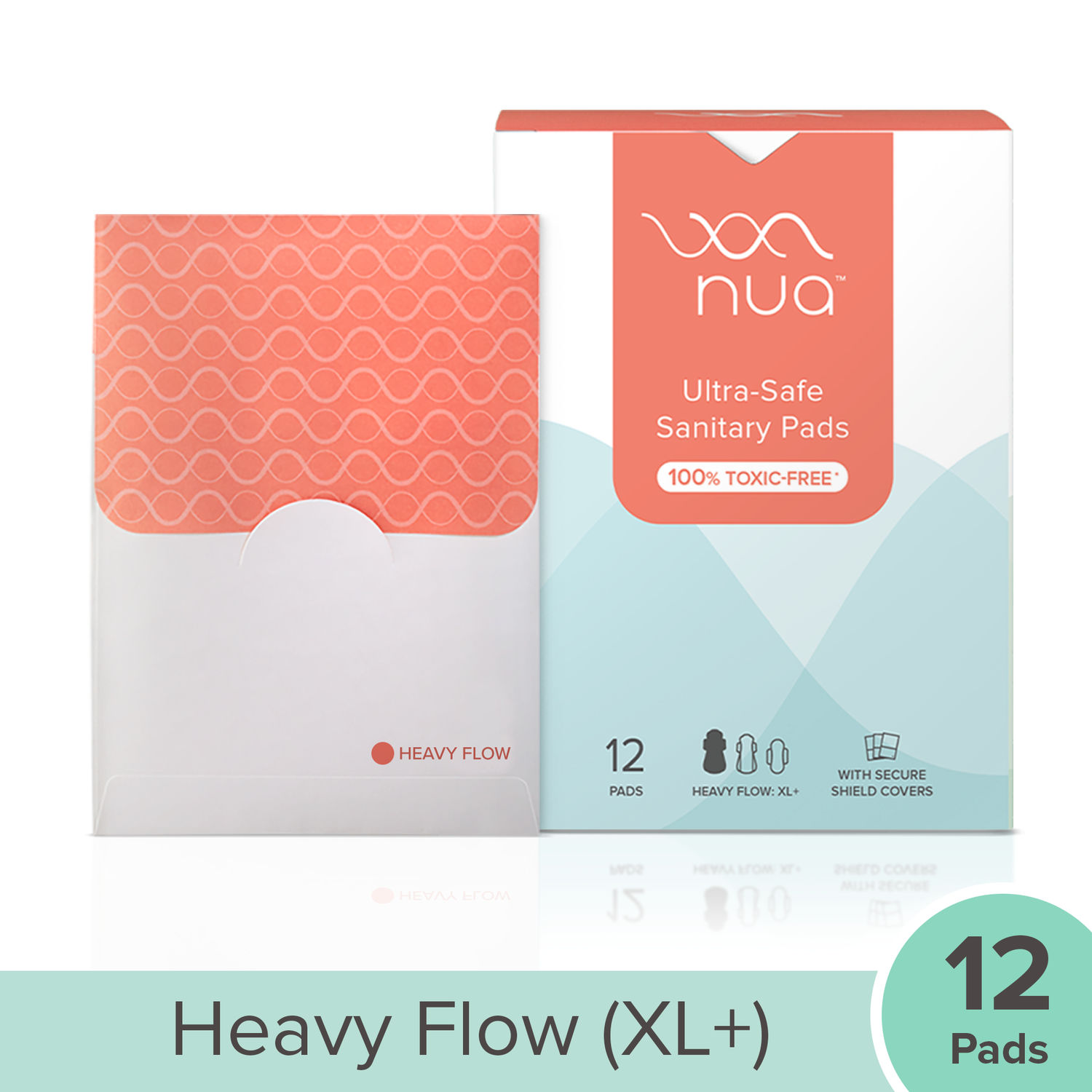 Nua Ultra Thin Rash Free Sanitary Pads XL with Disposal Covers, 12pcs