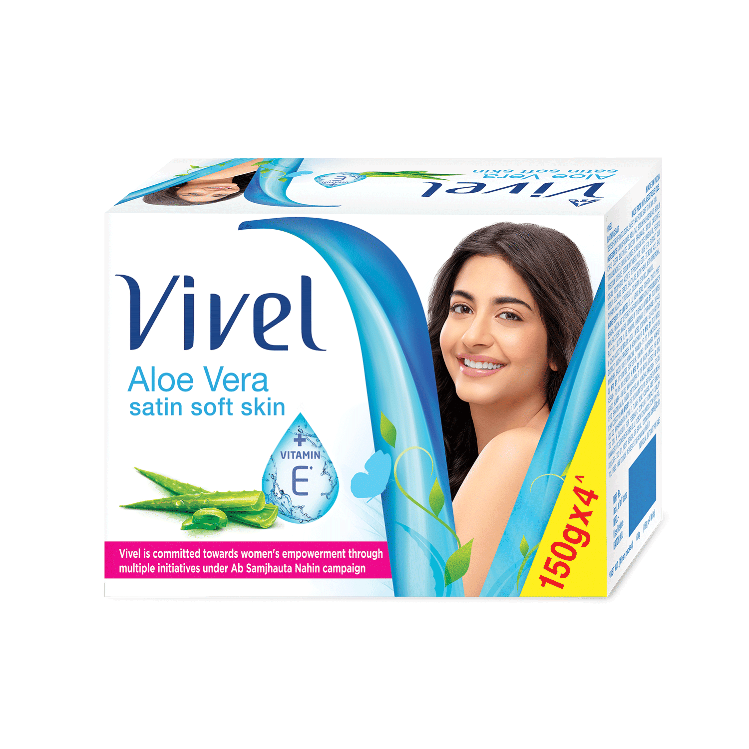 Vivel Aloe Vera Soap,Satin Soft Skin Vitamin E, 150g (Pack of 4)