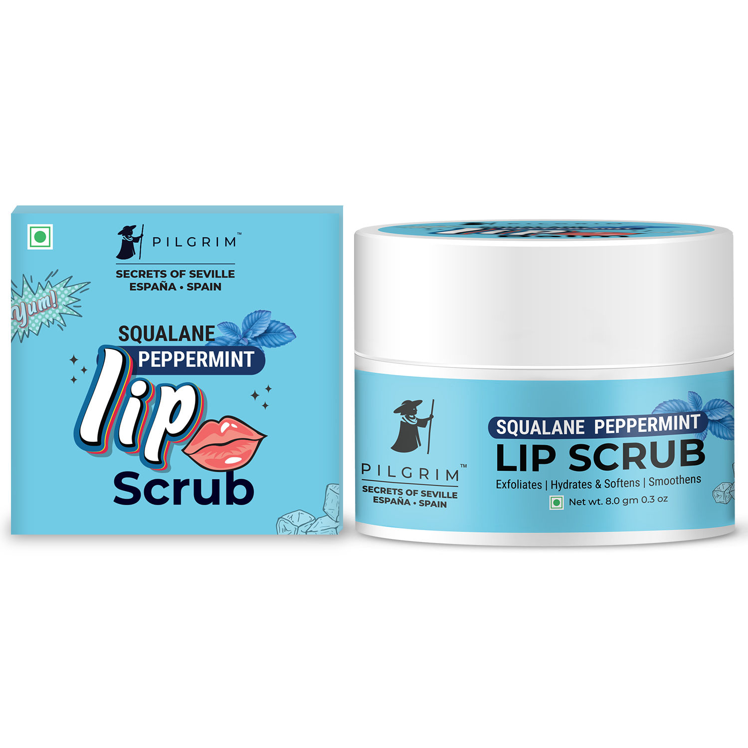 Pilgrim Squalane Peppermint Lip Scrub For Women & Men With Sugar & Shea