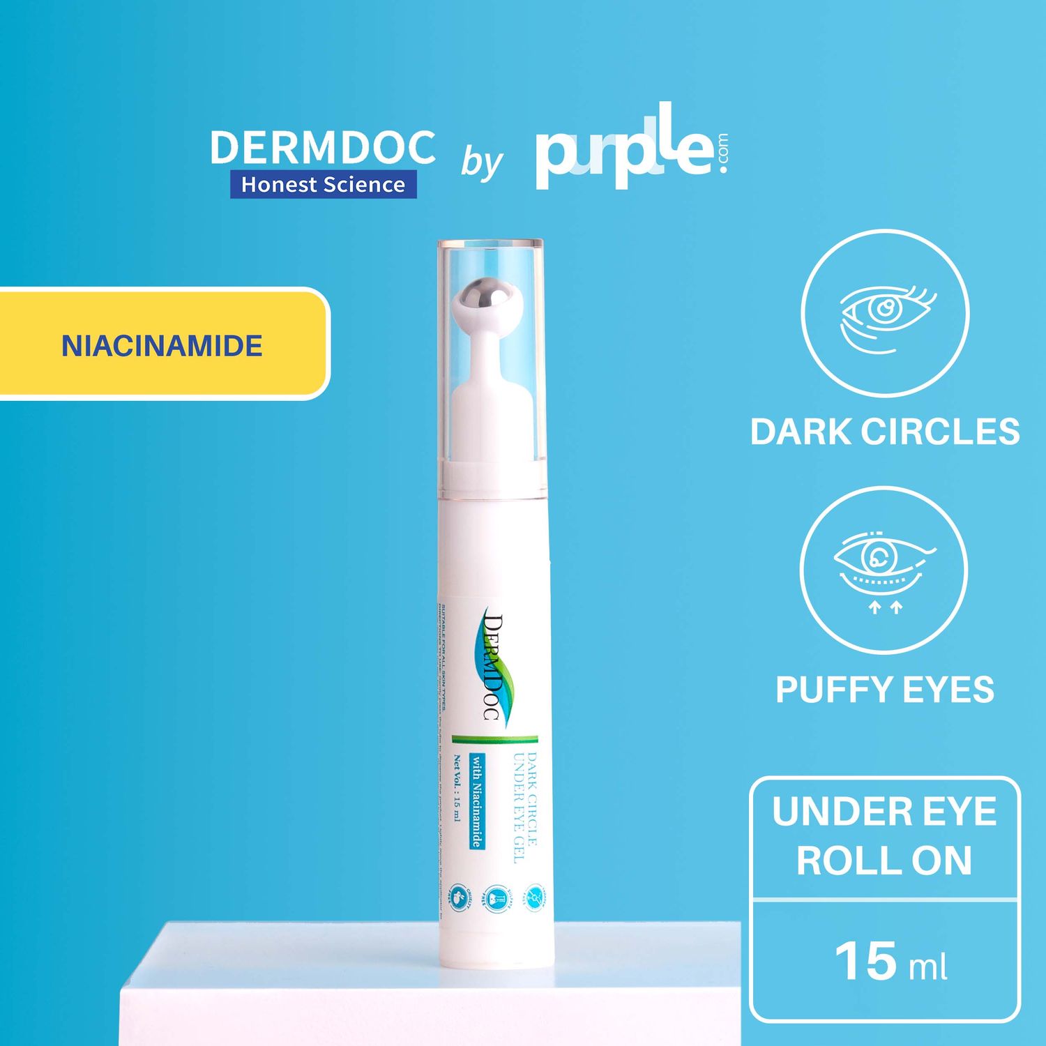 DermDoc by Purplle Under Eye Roll On with Niacinamide (15ml)