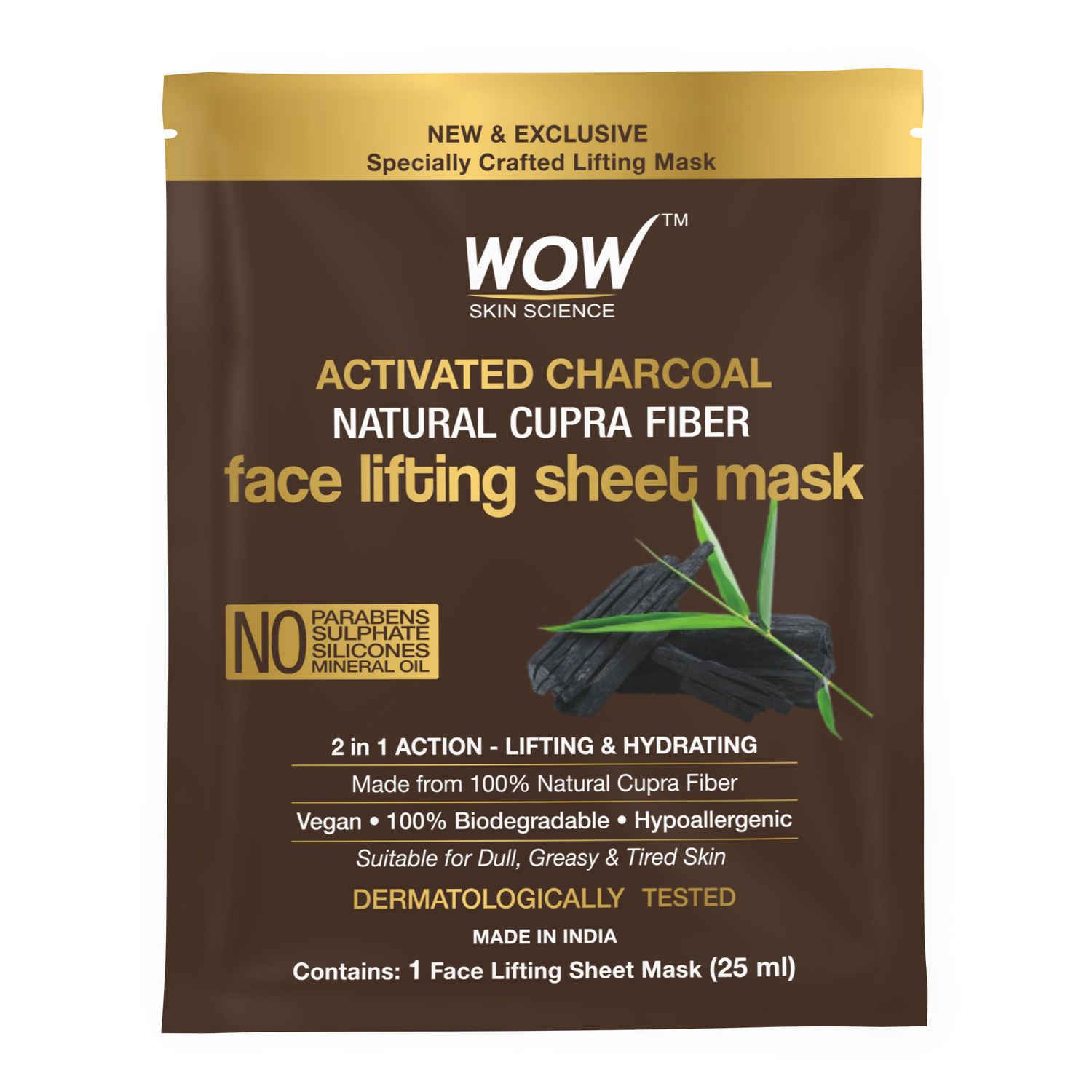 WOW Skin Science Activated Charcoal Natural Cupra Fiber Face Lifting