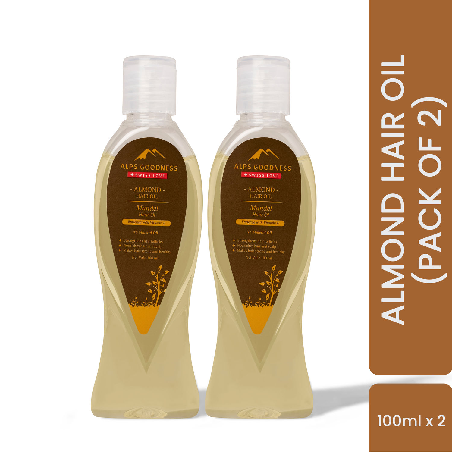Alps Goodness Almond Hair Oil x 2 units (100ml x 2) Mineral Oil Free