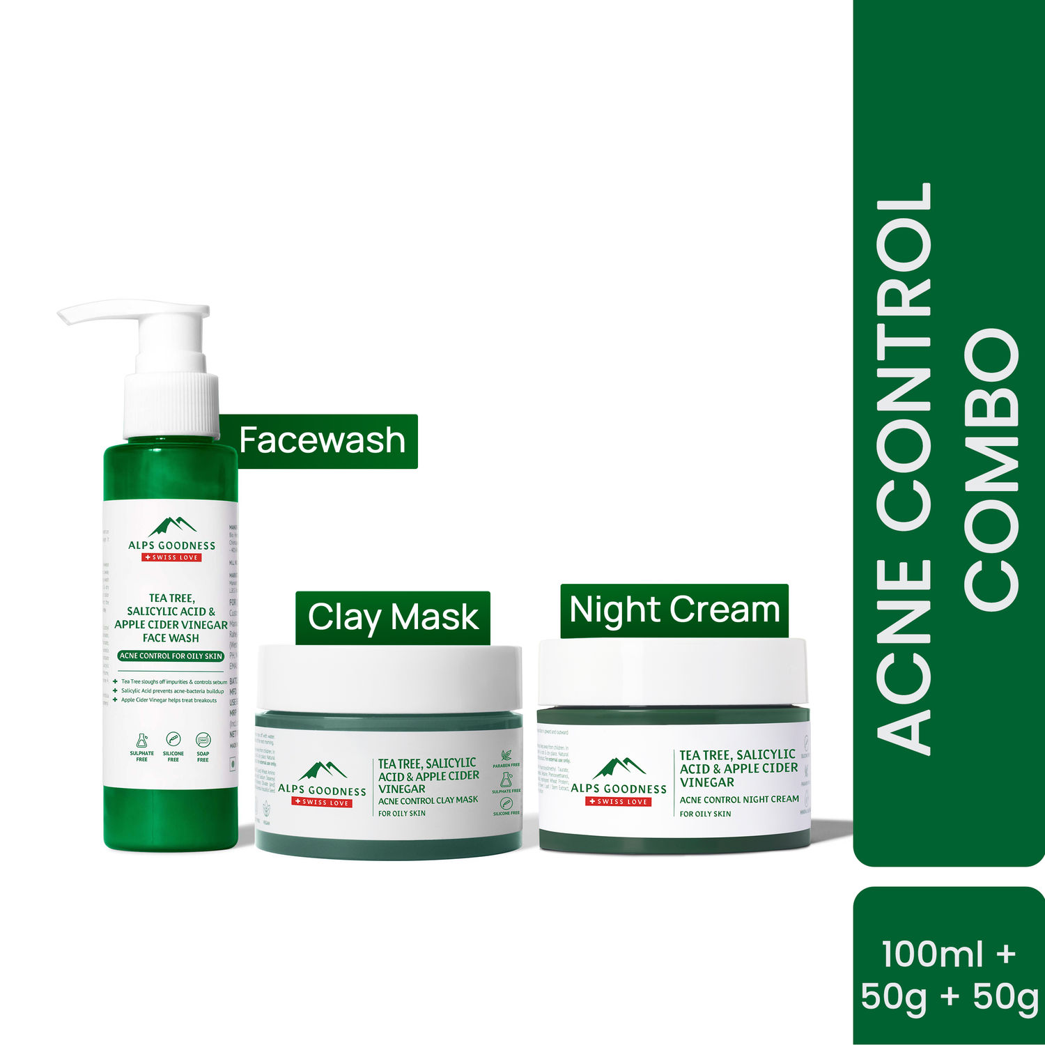 Alps Goodness Acne Control Combo for Oily Skin Face Wash Night Cream