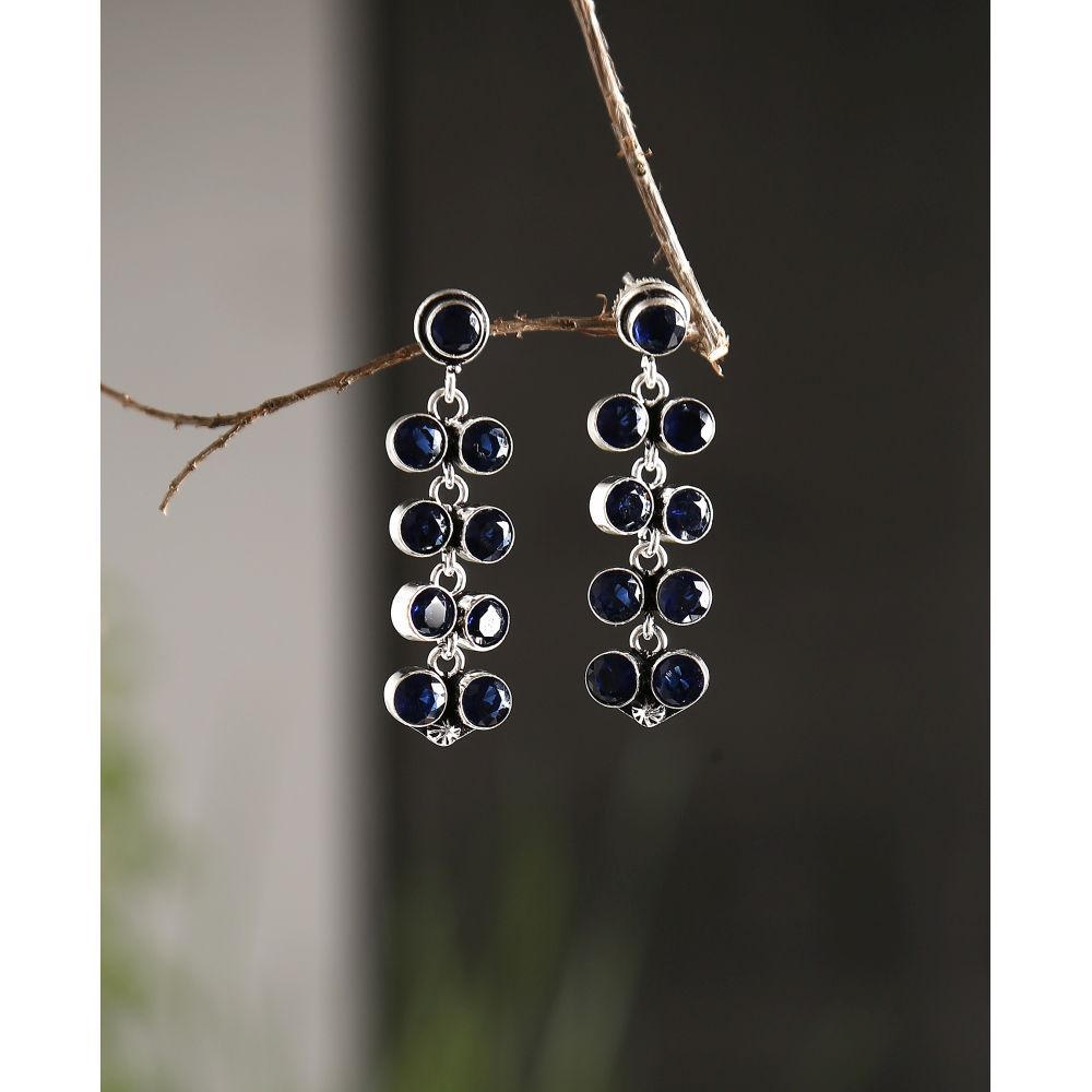 Bamboo Tree Jewels Blue Stone Handcrafted Contemporary Drop Silver