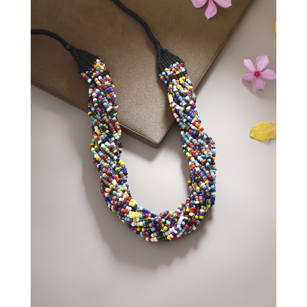 Bamboo Tree Jewels Multi Color Beaded Long Necklace