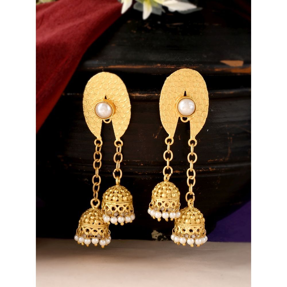 Silvermerc Gold Plated Traditional Unique Drop earrings