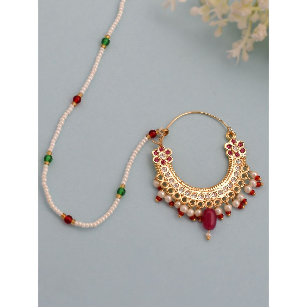 Bharti Bridal Golden Stud Nose Ring Chain at Rs 82 in Mumbai | ID:  15750404762