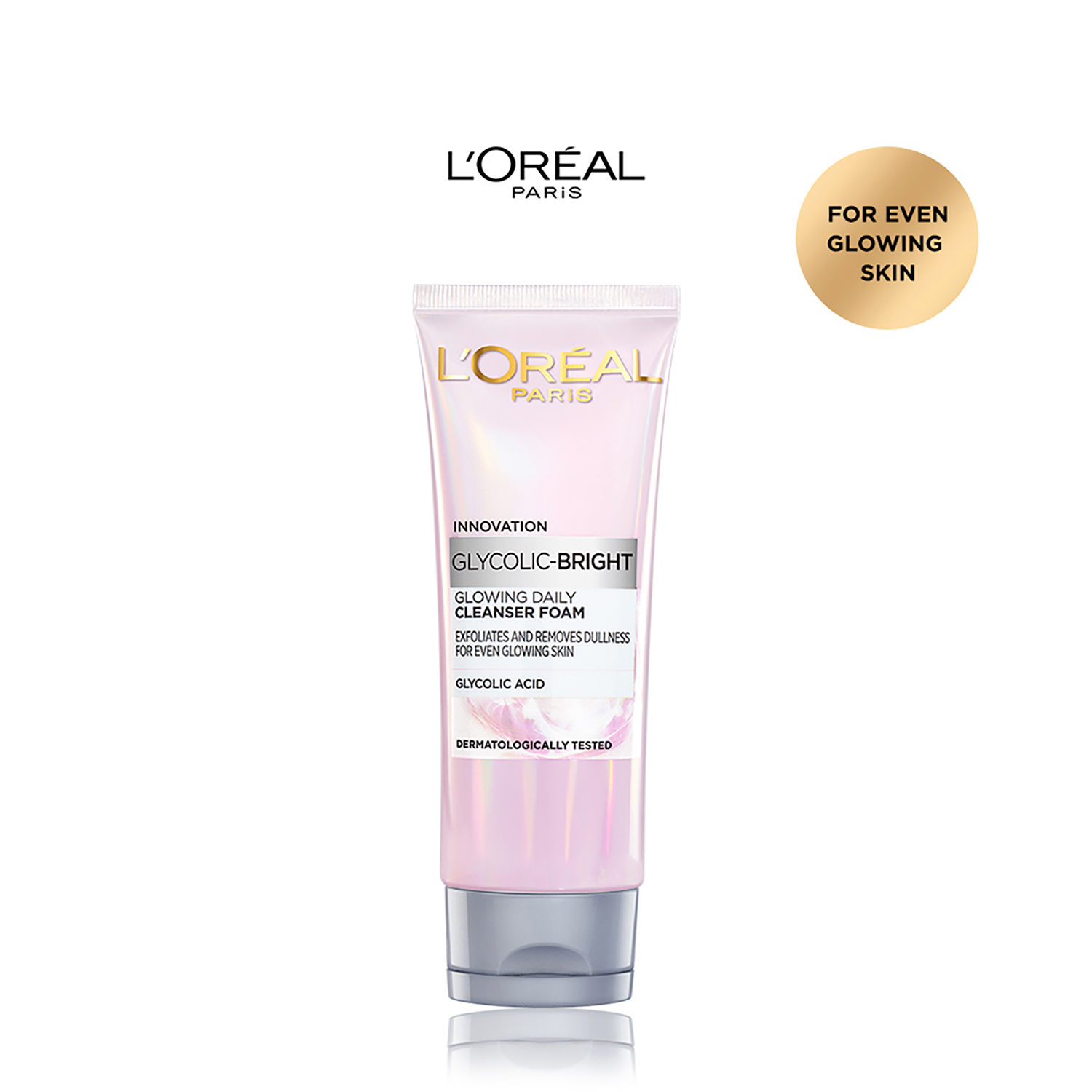 L'Oreal Paris Glycolic Bright Daily Foaming Face Cleanser, 100ml Glycolic  Acid Face Wash for Dull Skin Daily Glowing Facial Cleanser
