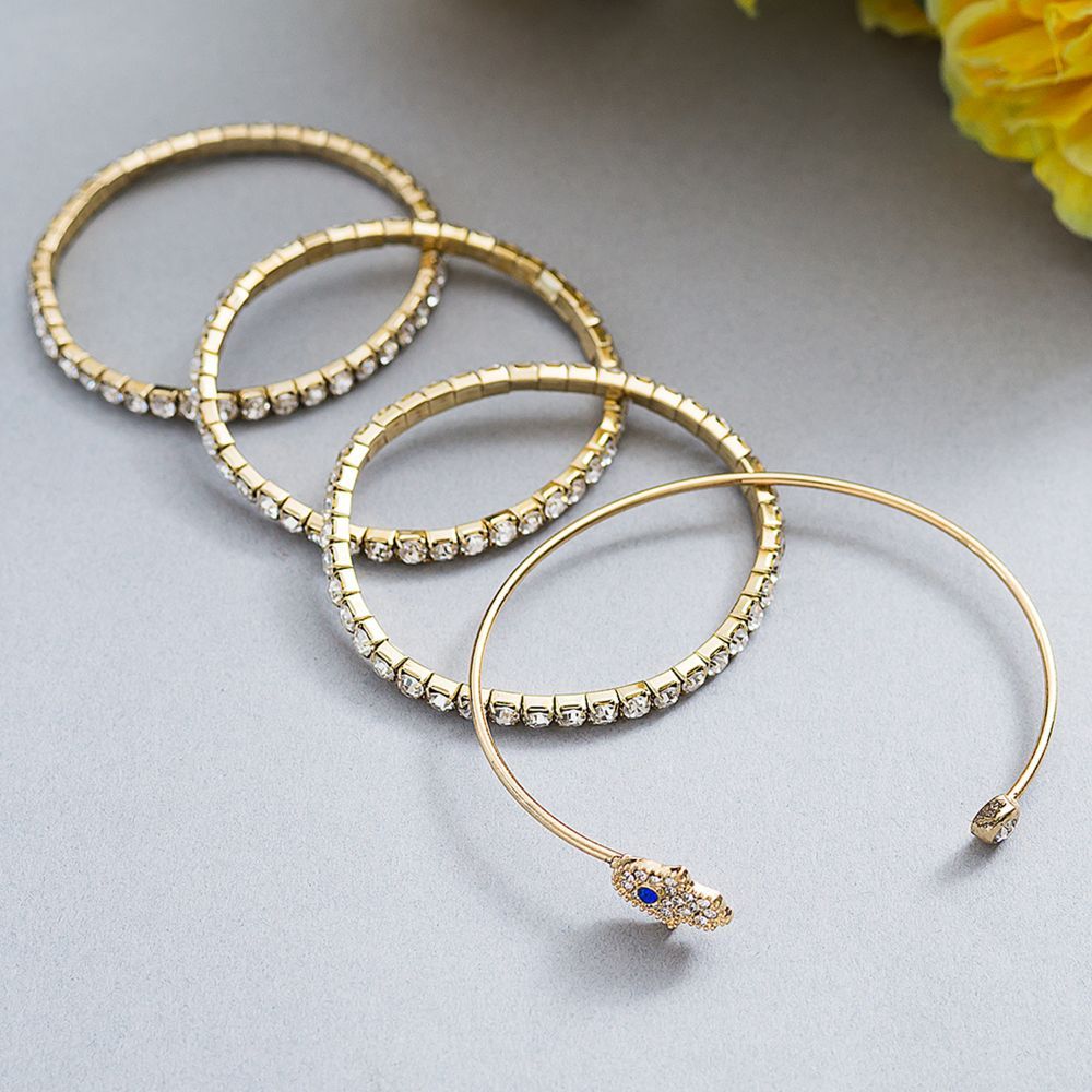 Golden Peacock Set of 4 GoldToned Cuff Bracelets