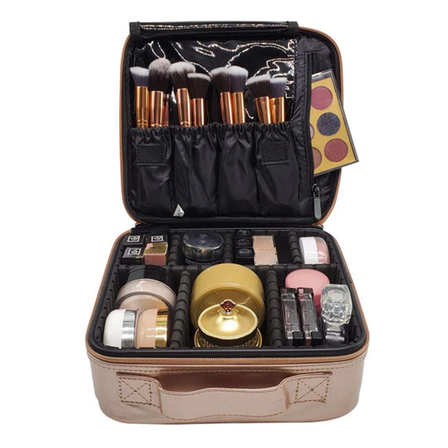House of Quirk Makeup Cosmetic Storage Case with Adjustable Compartment