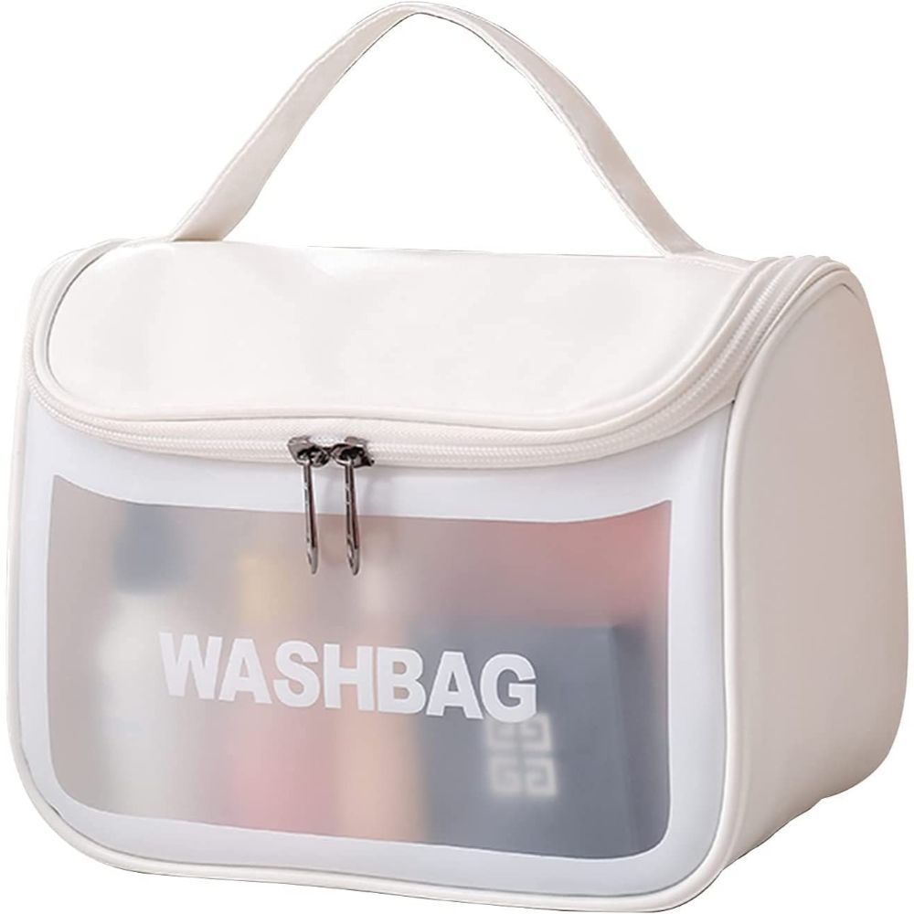 House of Quirk Makeup Storage Bag, Frosted Portable Large Capacity PVC