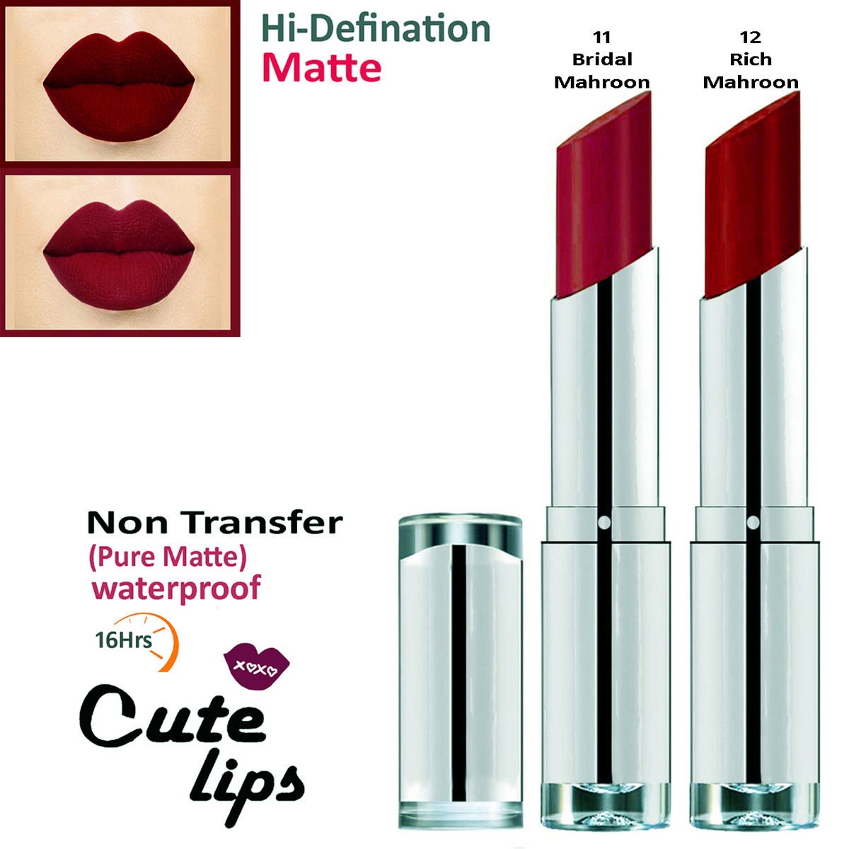 bq BLAQUE Cute Lips Non Transfer Matte Lipstick 2.4 gm each - 11 ...