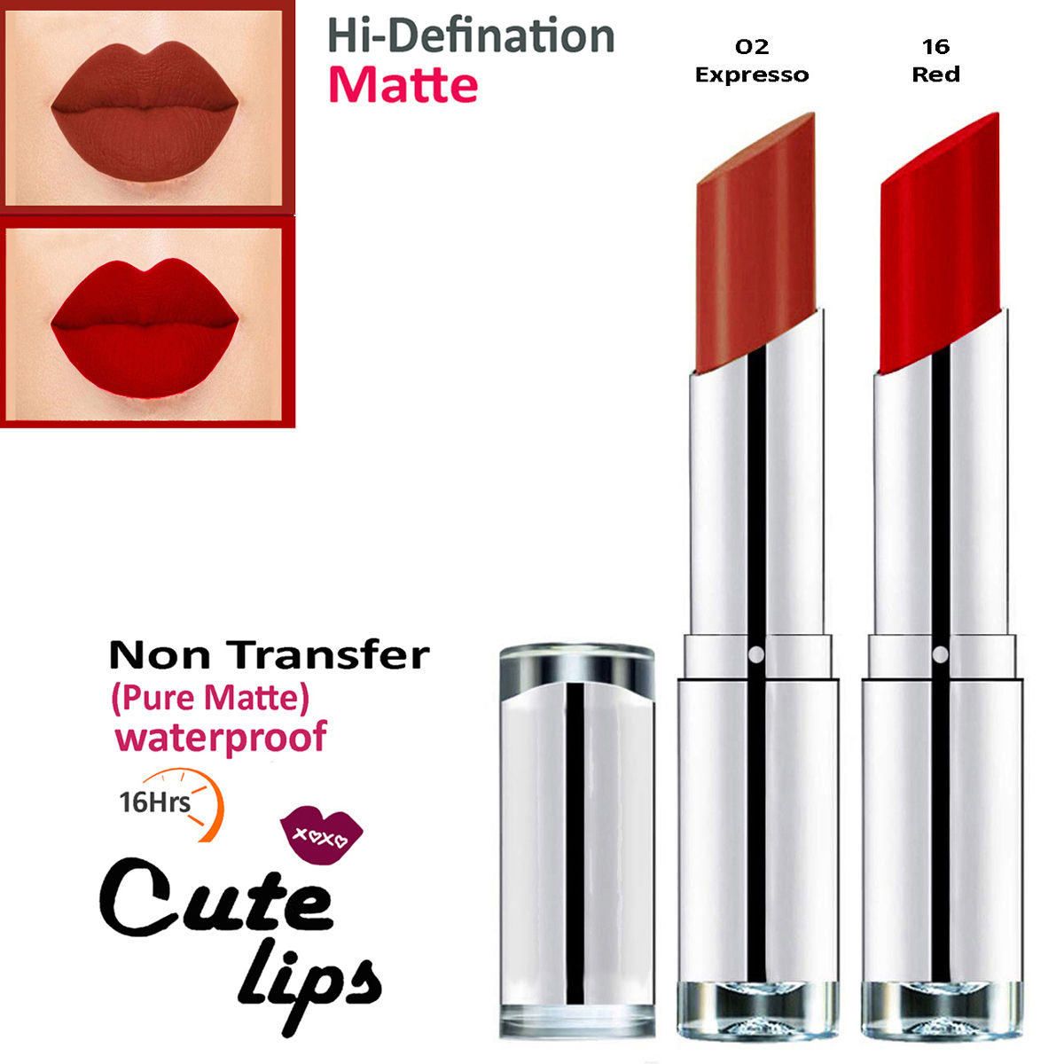 bq BLAQUE Cute Lips Non Transfer Matte Lipstick 2.4 gm each - 02 ...