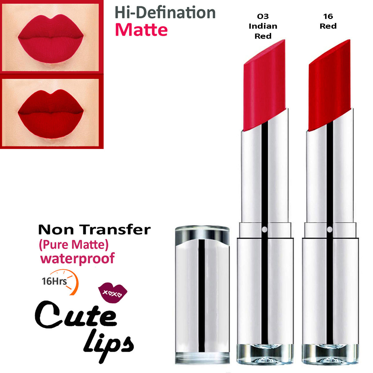 bq BLAQUE Cute Lips Non Transfer Matte Lipstick 2.4 gm each - 03 ...