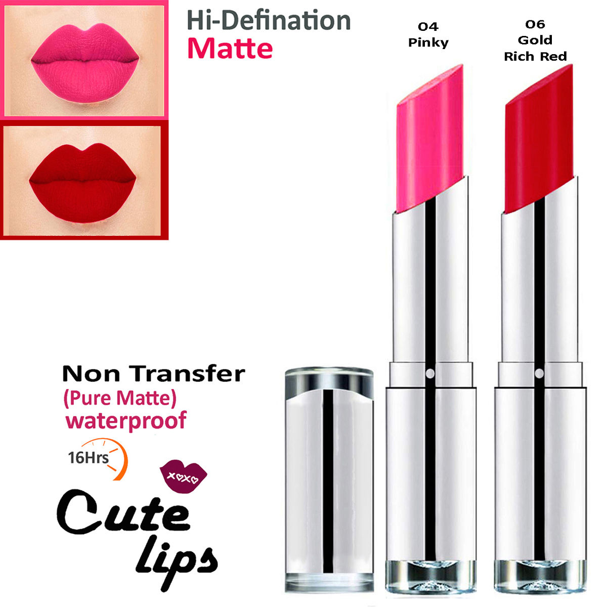bq BLAQUE Cute Lips Non Transfer Matte Lipstick 2.4 gm each - 04 ...