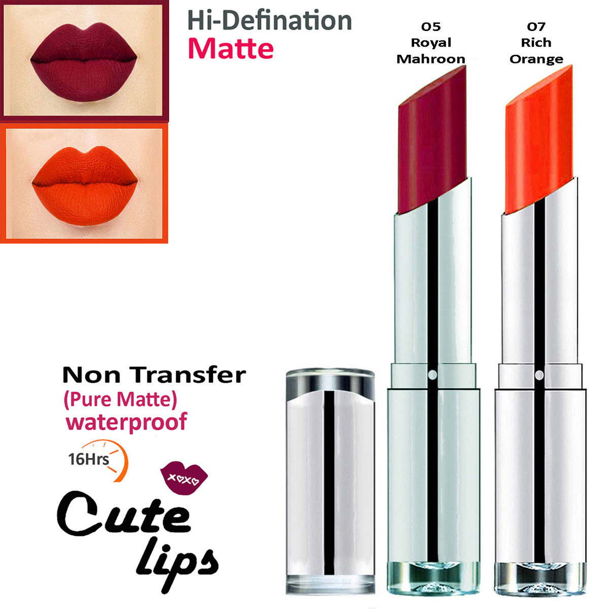 bq BLAQUE Cute Lips Non Transfer Matte Lipstick 2.4 gm each - 05 ...