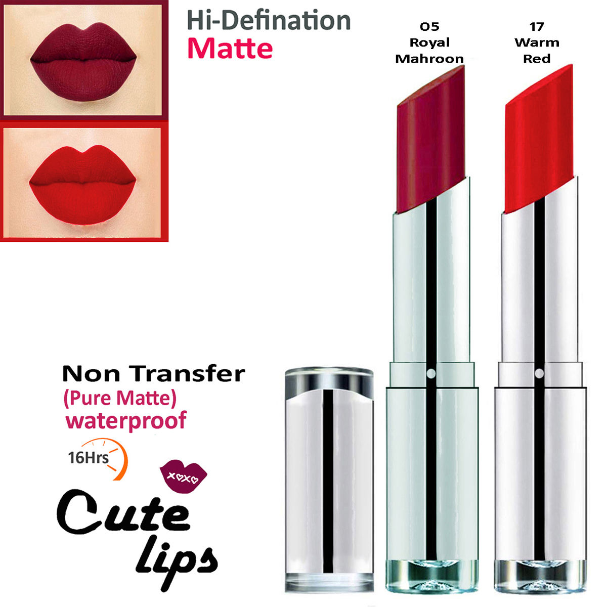 bq BLAQUE Cute Lips Non Transfer Matte Lipstick 2.4 gm each - 05 ...