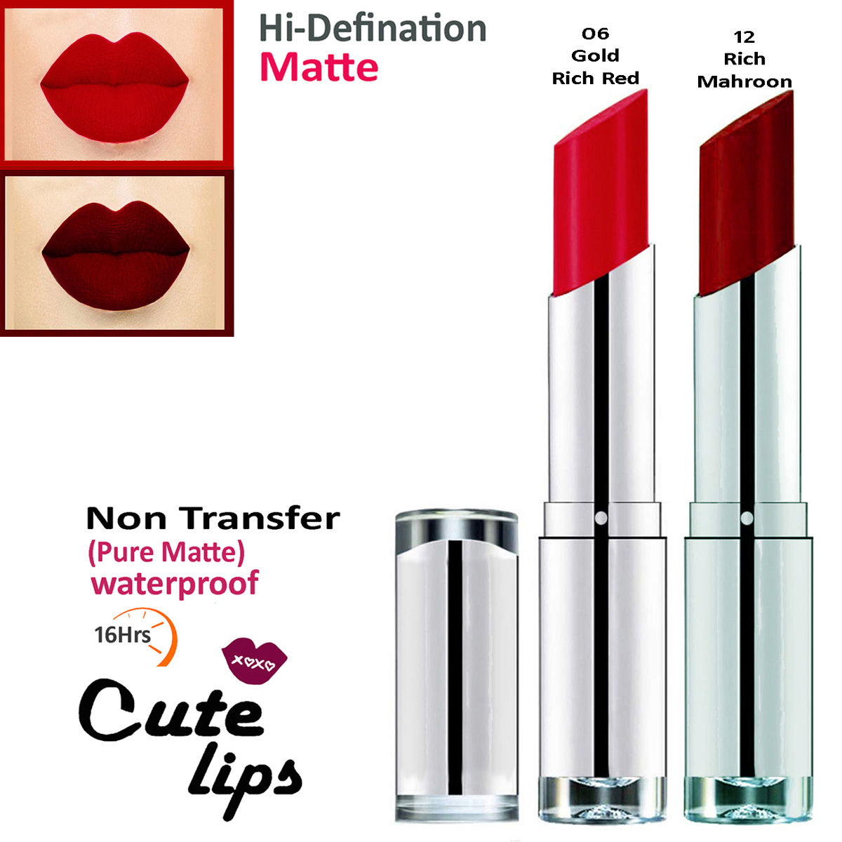 bq BLAQUE Cute Lips Non Transfer Matte Lipstick 2.4 gm each - 06 ...