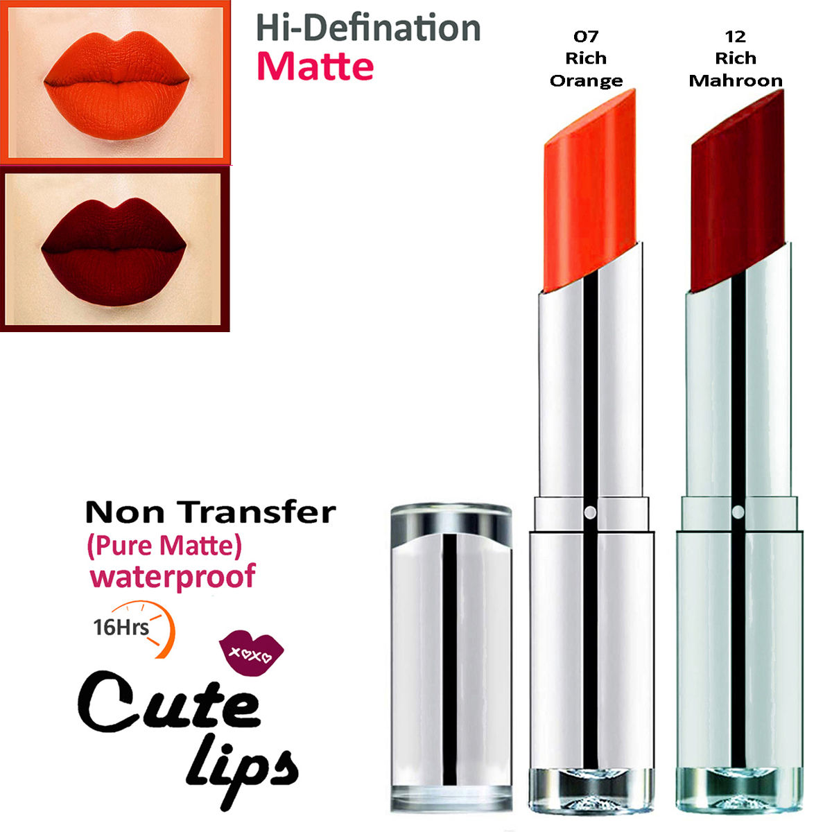bq BLAQUE Cute Lips Non Transfer Matte Lipstick 2.4 gm each - 07 ...