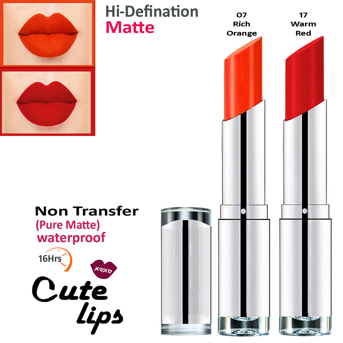 bq BLAQUE Cute Lips Non Transfer Matte Lipstick 2.4 gm each - 07 ...